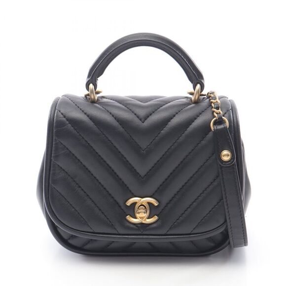 Chanel V-stitch Chevron Lambskin Shoulder Bag - Picture 1 of 6